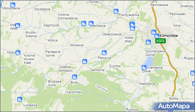 mapa Pełczyce gmina Bogoria, Pełczyce gmina Bogoria na mapie Targeo