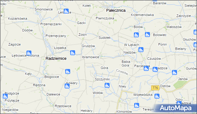 mapa Pieczonogi gmina Pałecznica, Pieczonogi gmina Pałecznica na mapie Targeo