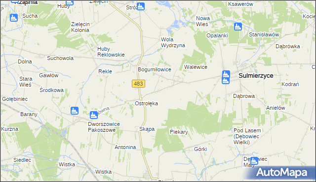 mapa Piekary gmina Sulmierzyce, Piekary gmina Sulmierzyce na mapie Targeo