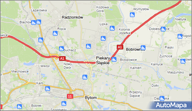 mapa Piekary Śląskie, Piekary Śląskie na mapie Targeo
