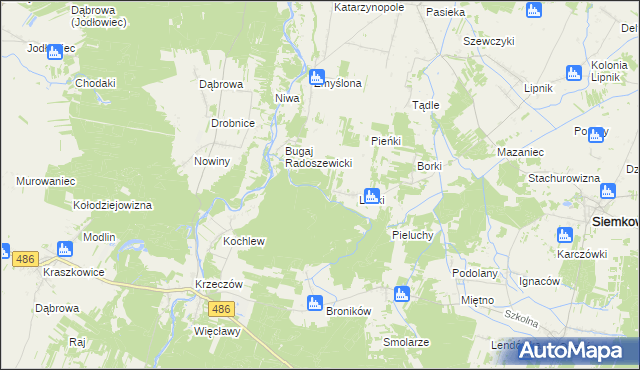 mapa Pieńki Laskowskie, Pieńki Laskowskie na mapie Targeo