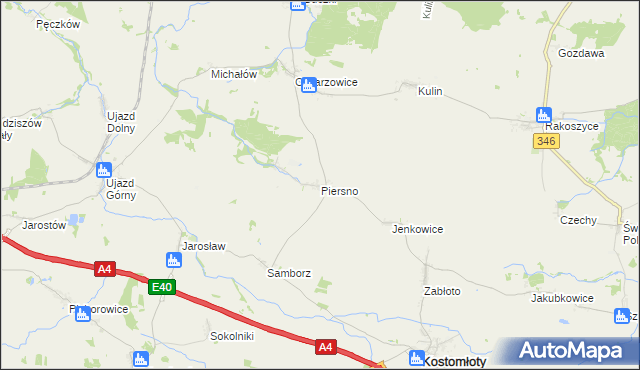 mapa Piersno gmina Kostomłoty, Piersno gmina Kostomłoty na mapie Targeo