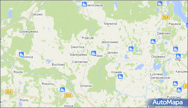 mapa Pieski gmina Cewice, Pieski gmina Cewice na mapie Targeo