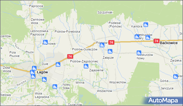 mapa Piórków-Kolonia, Piórków-Kolonia na mapie Targeo