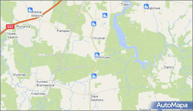 mapa Piórkowo gmina Płoskinia, Piórkowo gmina Płoskinia na mapie Targeo