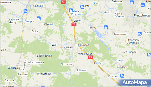 mapa Piotrkowice gmina Chmielnik, Piotrkowice gmina Chmielnik na mapie Targeo