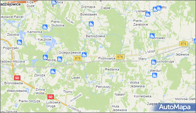 mapa Piotrkowice gmina Żabia Wola, Piotrkowice gmina Żabia Wola na mapie Targeo