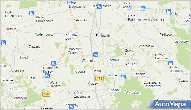 mapa Piotrów gmina Zadzim, Piotrów gmina Zadzim na mapie Targeo
