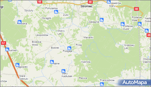 mapa Piróg gmina Stromiec, Piróg gmina Stromiec na mapie Targeo