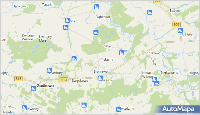 mapa Piskajny, Piskajny na mapie Targeo