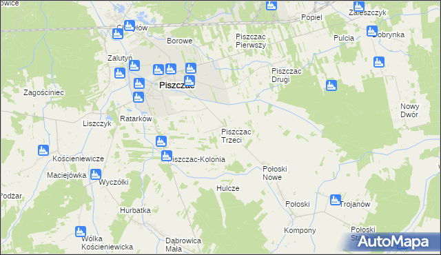 mapa Piszczac Trzeci, Piszczac Trzeci na mapie Targeo