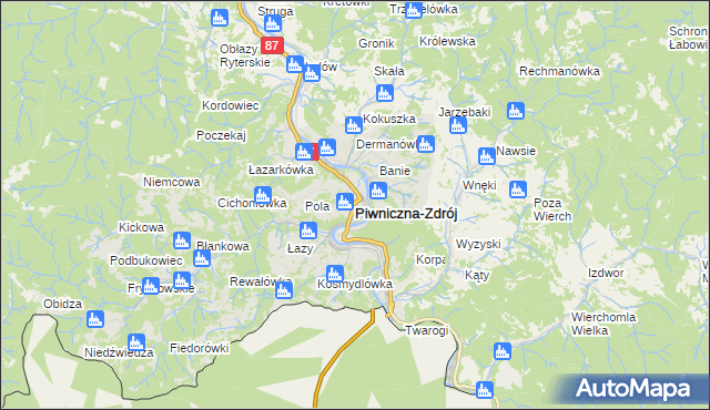 mapa Piwniczna-Zdrój, Piwniczna-Zdrój na mapie Targeo