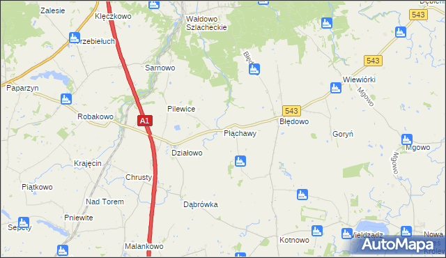 mapa Płąchawy, Płąchawy na mapie Targeo