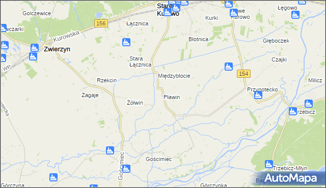 mapa Pławin gmina Stare Kurowo, Pławin gmina Stare Kurowo na mapie Targeo