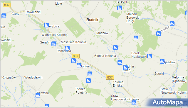 mapa Płonka-Kolonia, Płonka-Kolonia na mapie Targeo
