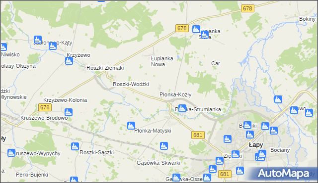 mapa Płonka-Kozły, Płonka-Kozły na mapie Targeo