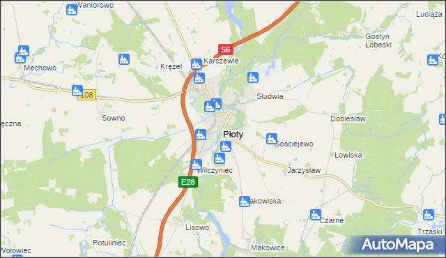 mapa Płoty powiat gryficki, Płoty powiat gryficki na mapie Targeo