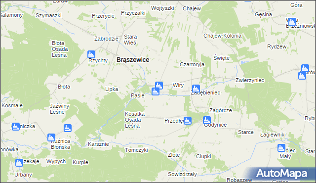 mapa Pluty gmina Brąszewice, Pluty gmina Brąszewice na mapie Targeo