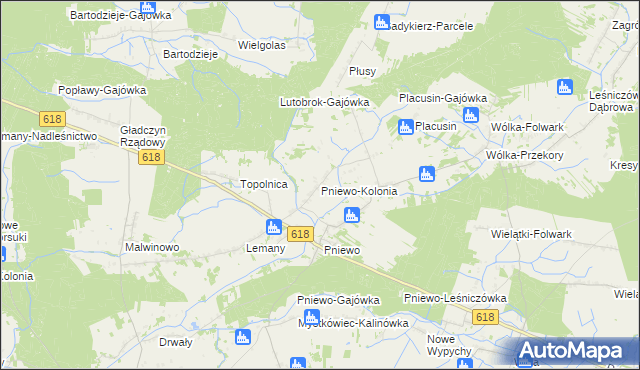mapa Pniewo-Kolonia, Pniewo-Kolonia na mapie Targeo