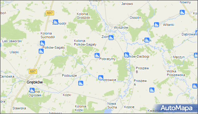 mapa Pobratymy, Pobratymy na mapie Targeo