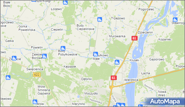 mapa Pobyłkowo Małe, Pobyłkowo Małe na mapie Targeo