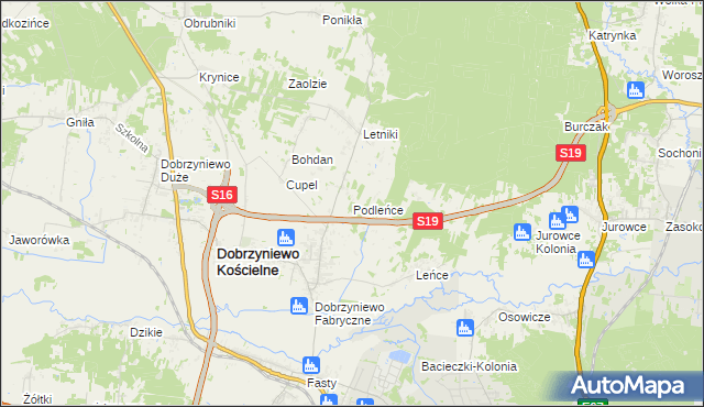 mapa Podleńce, Podleńce na mapie Targeo