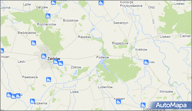 mapa Podlesie gmina Żerków, Podlesie gmina Żerków na mapie Targeo