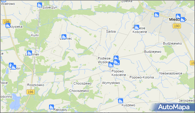 mapa Podlesie Wysokie, Podlesie Wysokie na mapie Targeo