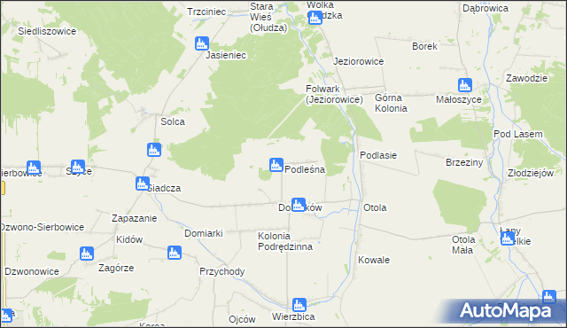 mapa Podleśna gmina Pilica, Podleśna gmina Pilica na mapie Targeo