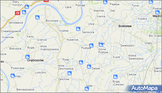 mapa Podlipie gmina Bolesław, Podlipie gmina Bolesław na mapie Targeo