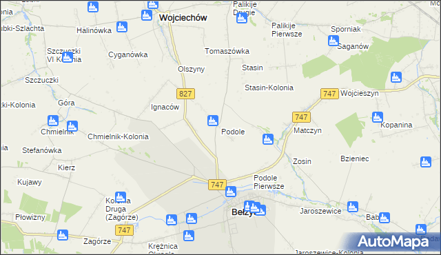 mapa Podole gmina Bełżyce, Podole gmina Bełżyce na mapie Targeo