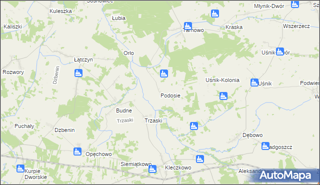 mapa Podosie gmina Miastkowo, Podosie gmina Miastkowo na mapie Targeo