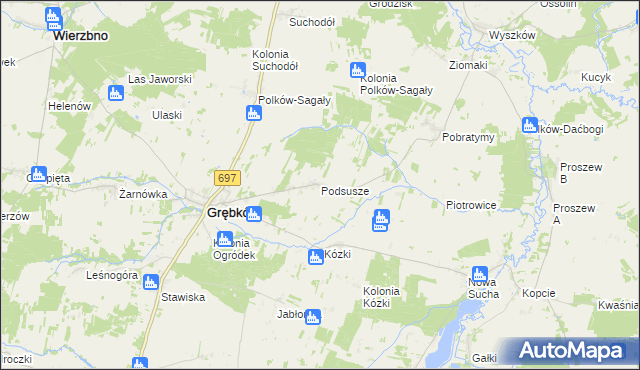 mapa Podsusze, Podsusze na mapie Targeo