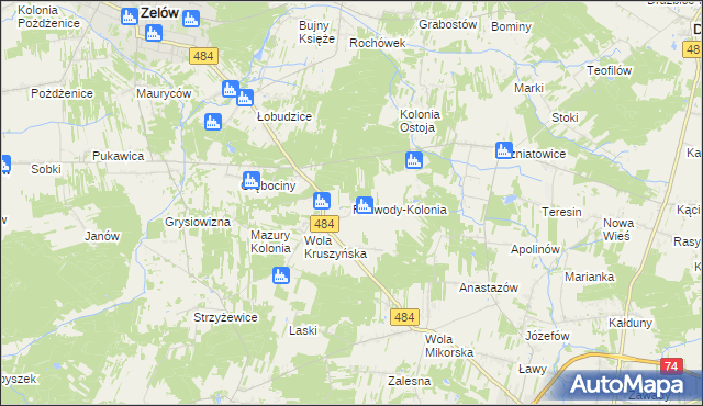 mapa Podwody-Kolonia, Podwody-Kolonia na mapie Targeo