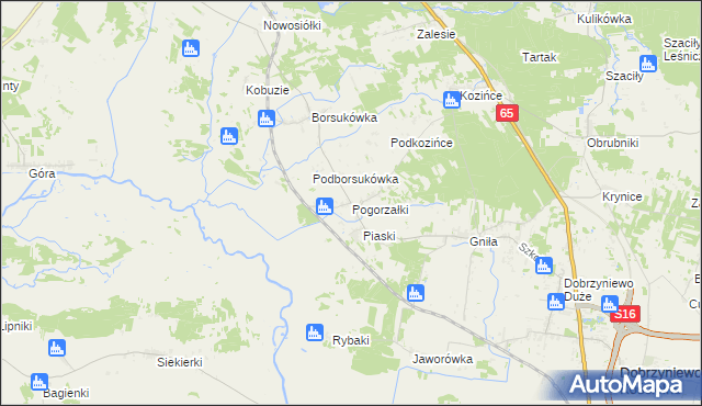 mapa Pogorzałki gmina Dobrzyniewo Duże, Pogorzałki gmina Dobrzyniewo Duże na mapie Targeo