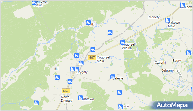 mapa Pogorzel Mała, Pogorzel Mała na mapie Targeo