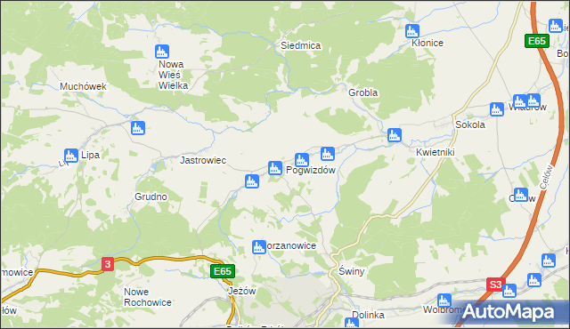 mapa Pogwizdów gmina Paszowice, Pogwizdów gmina Paszowice na mapie Targeo