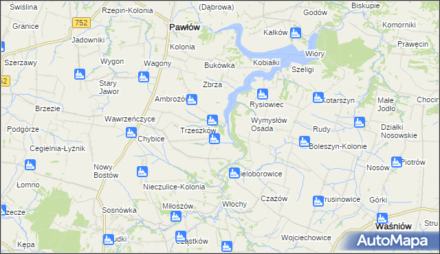 mapa Pokrzywnica gmina Pawłów, Pokrzywnica gmina Pawłów na mapie Targeo