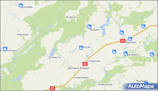 mapa Pokrzywy gmina Debrzno, Pokrzywy gmina Debrzno na mapie Targeo