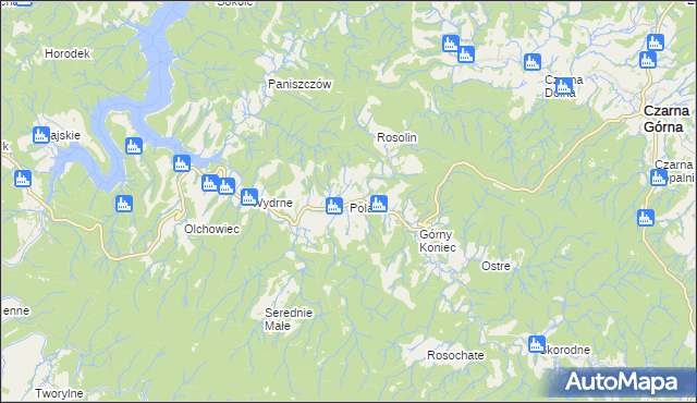 mapa Polana gmina Czarna, Polana gmina Czarna na mapie Targeo