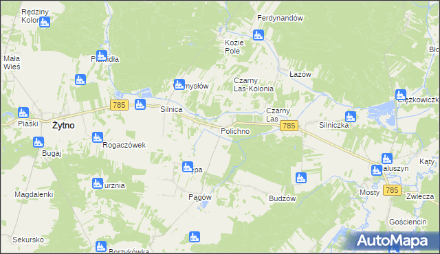 mapa Polichno gmina Żytno, Polichno gmina Żytno na mapie Targeo