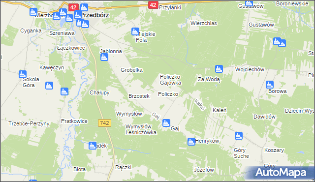 mapa Policzko, Policzko na mapie Targeo