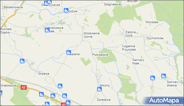 mapa Polkowskie, Polkowskie na mapie Targeo