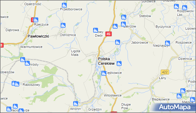 mapa Polska Cerekiew, Polska Cerekiew na mapie Targeo