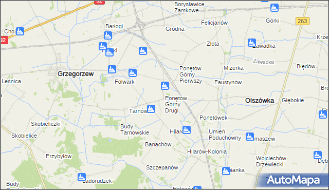mapa Ponętów Górny Drugi, Ponętów Górny Drugi na mapie Targeo