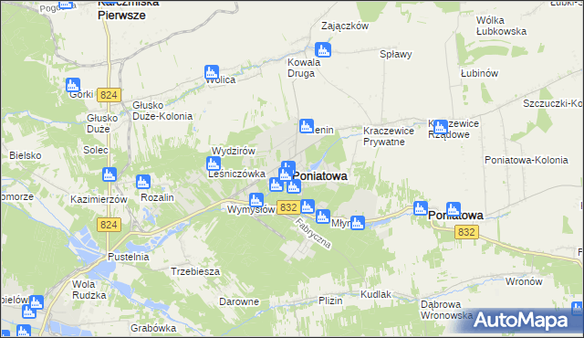 mapa Poniatowa powiat opolski, Poniatowa powiat opolski na mapie Targeo