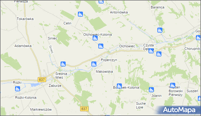 mapa Poperczyn, Poperczyn na mapie Targeo