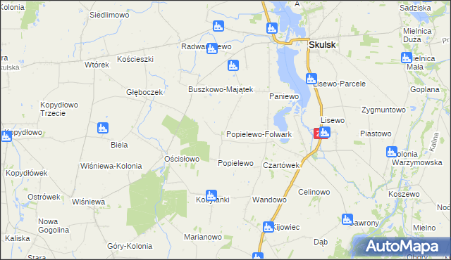mapa Popielewo-Folwark, Popielewo-Folwark na mapie Targeo