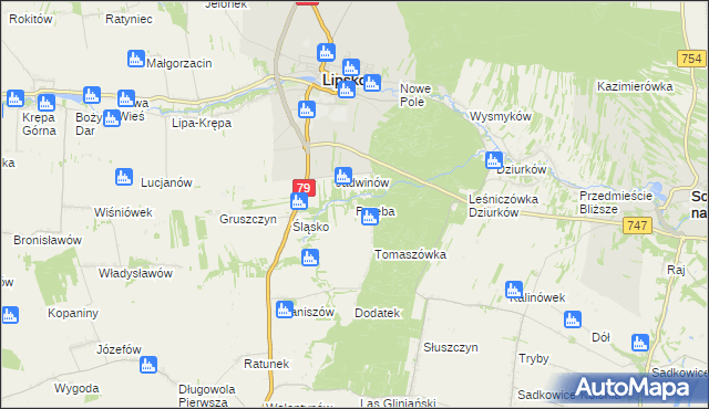 mapa Poręba gmina Lipsko, Poręba gmina Lipsko na mapie Targeo