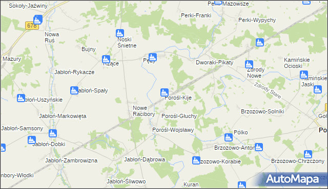mapa Porośl-Kije, Porośl-Kije na mapie Targeo